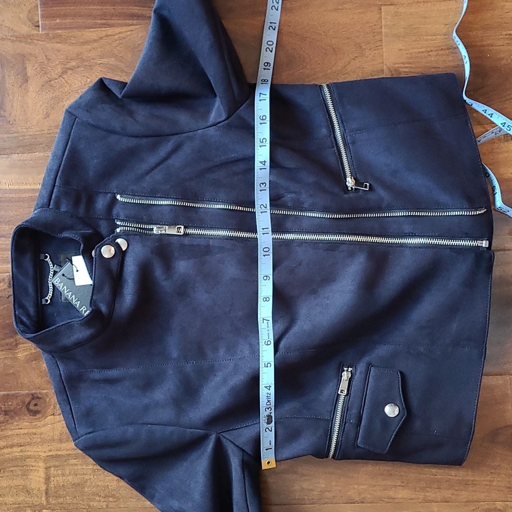 🎉Host Pick🎉 Banana Republic Navy Blue Vegan Suede Biker Jacket - Picture 6 of 9